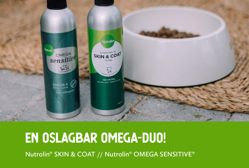 Olika fettsyror fyller olika funktioner. Nutrolin® OMEGA SENSITIVE® och Nutrolin® SKIN & COAT kompletterar varandra för hundens välmående inifrån och ut.